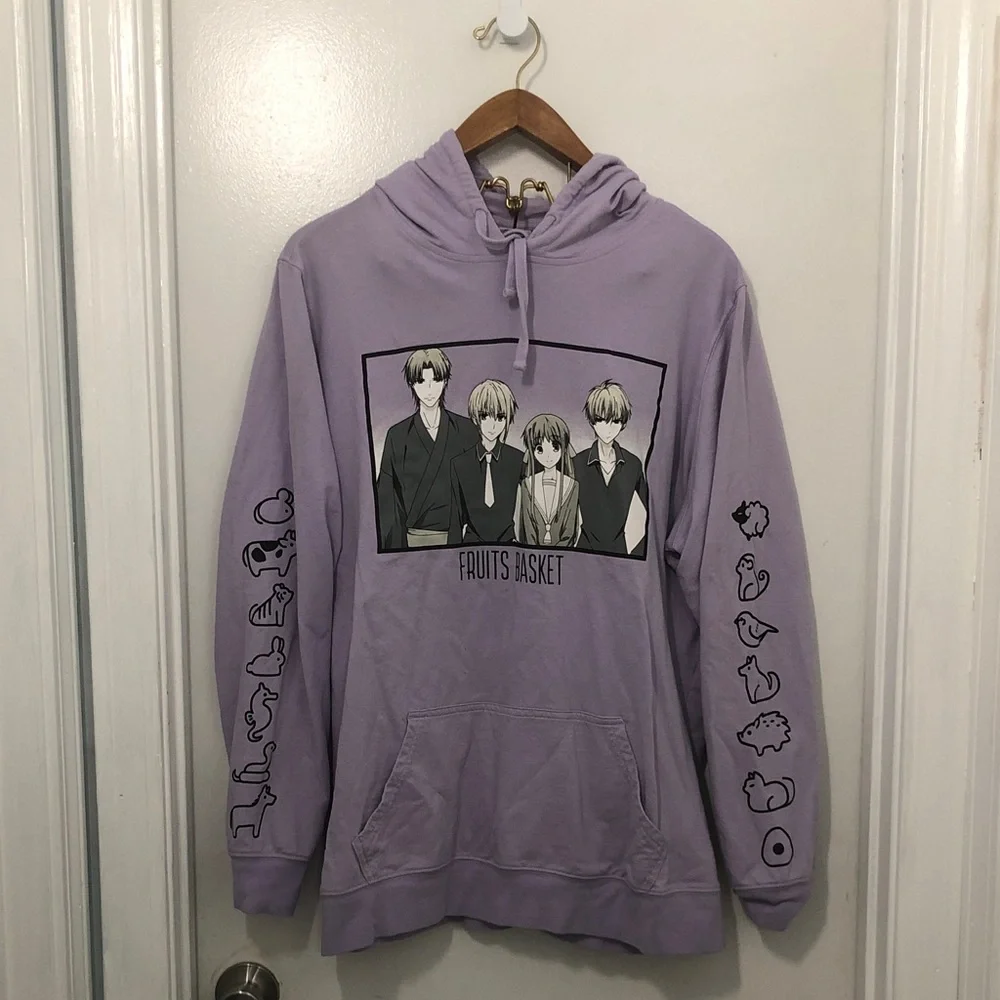 Hot Topic Lavender Fruits Basket Graphic Hoodie